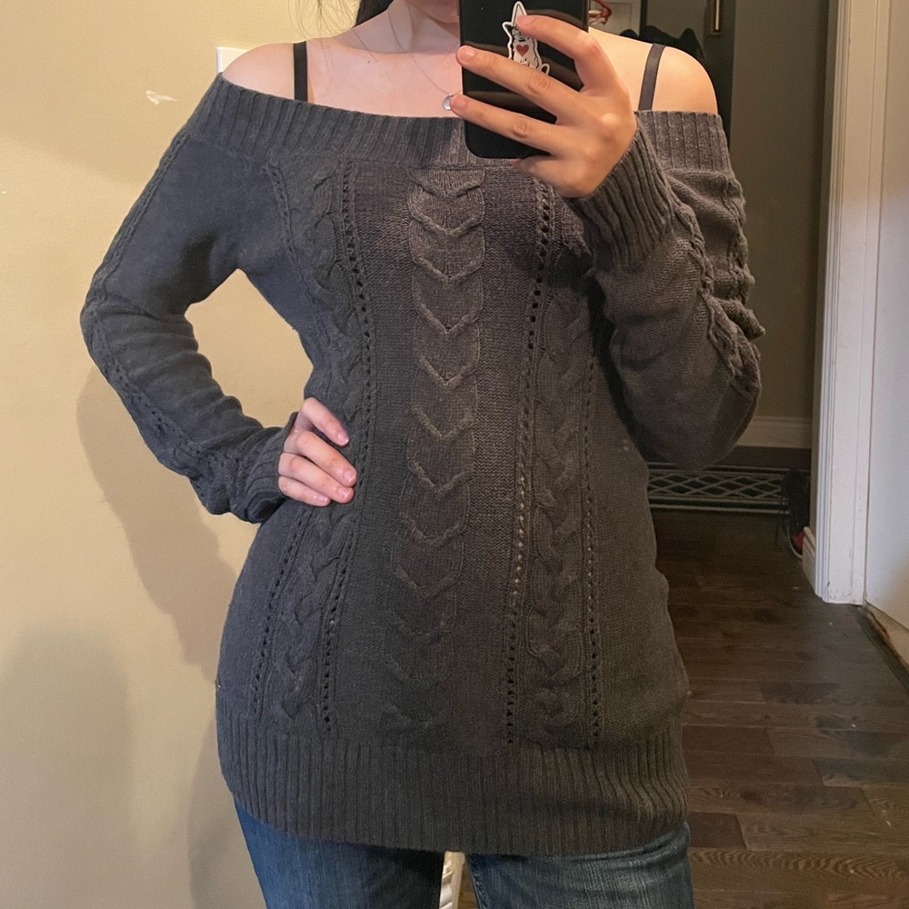 Gray Cable Knit Women's Sweater from Guess